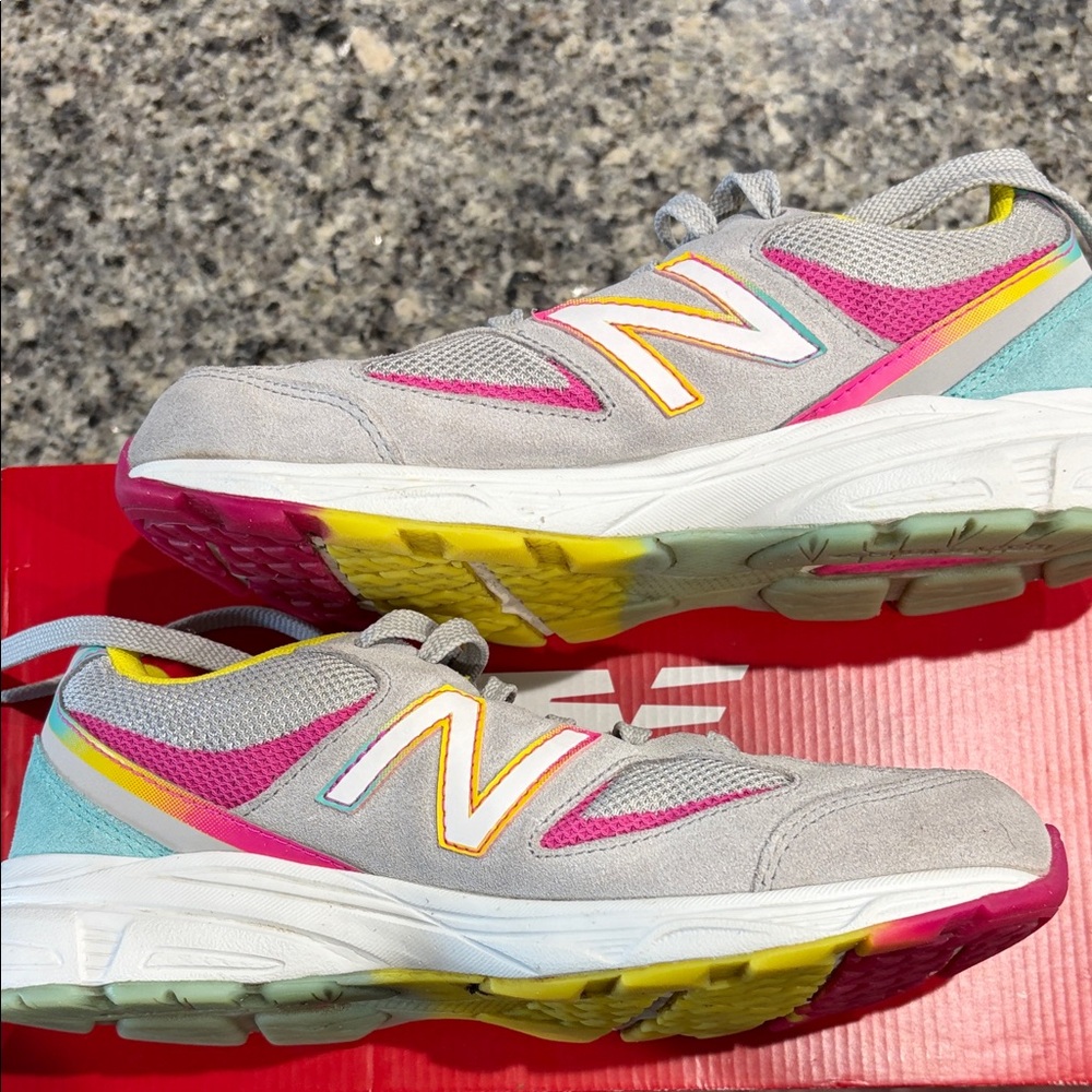 New Balance Kids Sneakers - Gray, Yellow, Pink, Blue - Picture 11 of 16